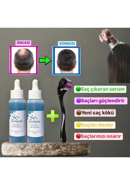 Saç Bakım Serumu 2 Adet+1 Adet Dermaroller