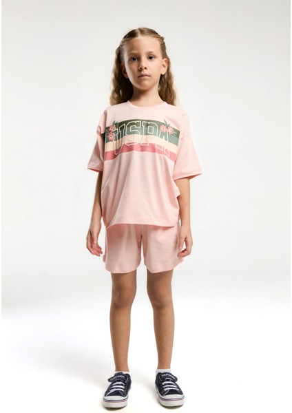 Kız Çocuk Pembe Şort Takım