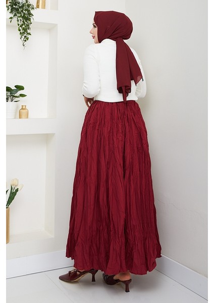 Kraşlı Bohem Etek 1398 - Bordo modelleri