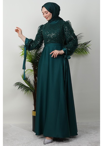 Pul Payet Detay Saten Abiye Zümrüt fiyatları