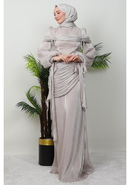 Örgü Detay Abiye Bej fiyatları