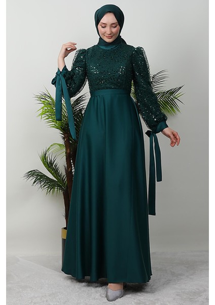 Pul Payet Detay Saten Abiye Zümrüt fırsatları