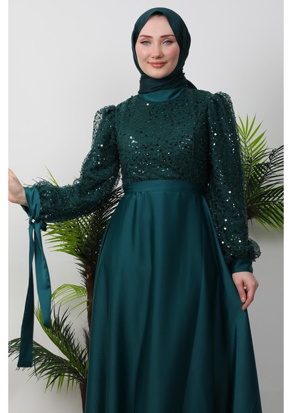 Pul Payet Detay Saten Abiye Zümrüt indirimleri