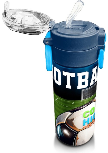 Kids Lacivert Futbol Desenli Pipetli ve Direkt Içim Çelik Termos 500 ml 31995 indirimleri