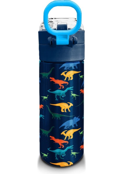 Kids Lacivert Mavi Dinozor Desenli Pipetli ve Direkt Içim Çelik Termos 500 ml 31907 modelleri