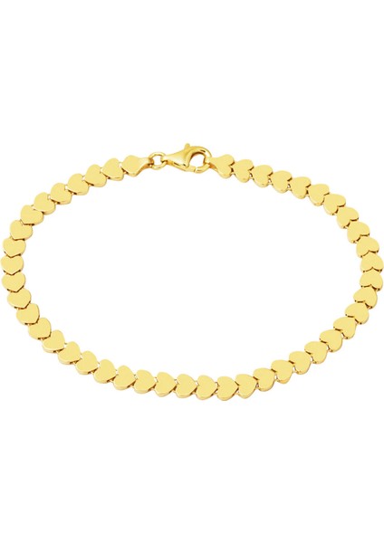 Sıralı Kalpler 14 Ayar Taşsız Bayan Bileklik