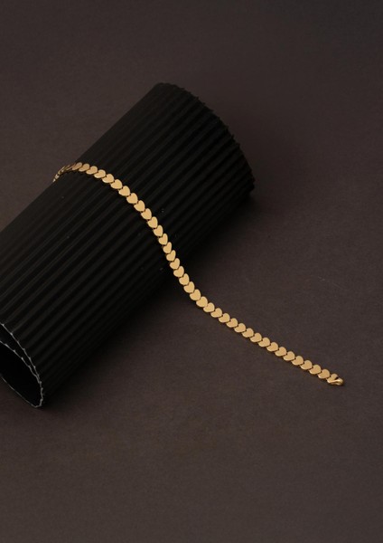 Sıralı Kalpler 14 Ayar Taşsız Bayan Bileklik modelleri