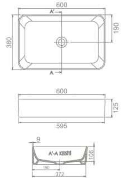 Cerastyle (Hera) Tezgah Üstü Çanak Lavabo B.deliksiz 60X38 indirimleri
