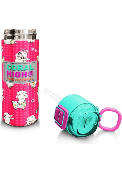 Kids Neon Mercan Suyeşili Alpaka Desenli Pipetli ve Direkt Içim Çelik Termos 500 ml 31914 fırsatları