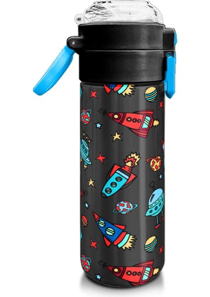 Kids Koyu Gri Kırmızı Uzay Desenli Pipetli ve Direkt Içim Çelik Termos 500 ml 31916 fiyatları
