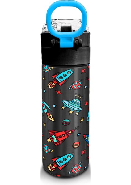 Kids Koyu Gri Kırmızı Uzay Desenli Pipetli ve Direkt Içim Çelik Termos 500 ml 31916 modelleri