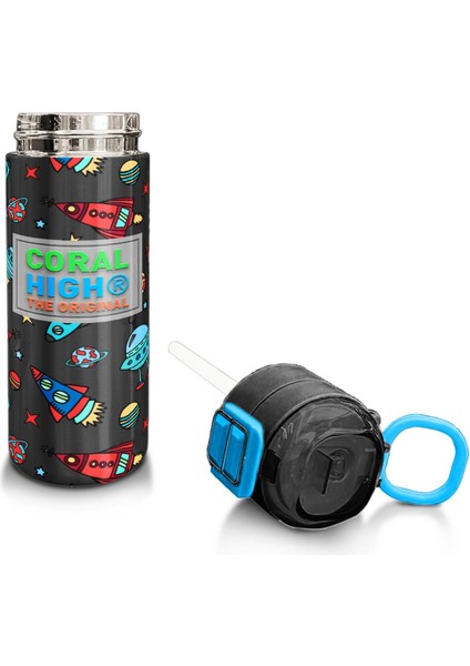 Kids Koyu Gri Kırmızı Uzay Desenli Pipetli ve Direkt Içim Çelik Termos 500 ml 31916 fırsatları