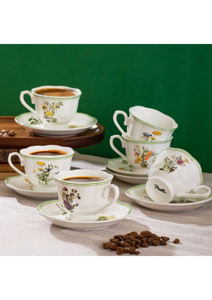 Secret Garden Çiçek Desenli Fincan Takımı Porselen Türk Kahvesi 6 Kişilik 12 Parça fiyatları