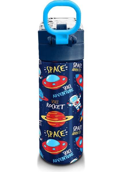 Kids Lacivert Mavi Uzay Desenli Pipetli ve Direkt Içim Çelik Termos 500 ml 31917 modelleri