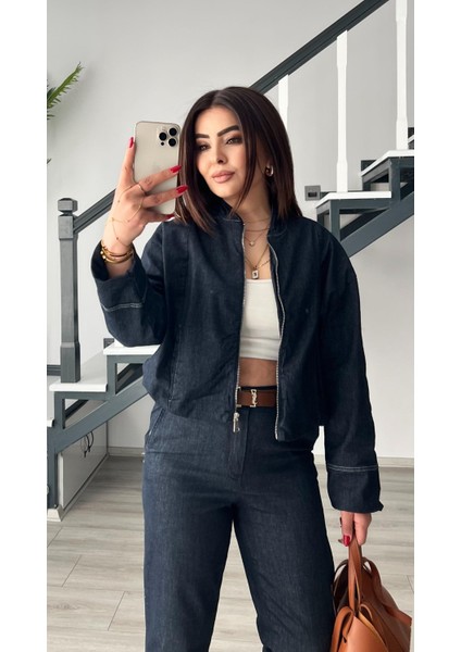 Denim Görünümlü Bomber Ceket-Pantolon Takım fiyatları