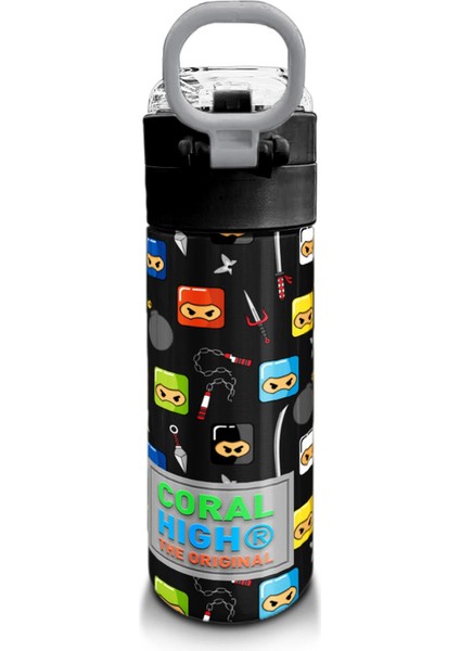 Kids Siyah Ninja Desenli Pipetli ve Direkt Içim Çelik Termos 500 ml 31919 modelleri