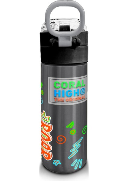 Kids Siyah Gri Dinozor Desenli Pipetli ve Direkt Içim Çelik Termos 500 ml 31946 modelleri
