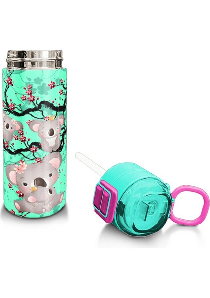 Kids Su Yeşili Koala Desenli Pipetli ve Direkt Içim Çelik Termos 500 ml 31927 fırsatları
