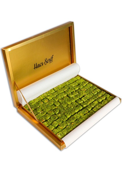 Yeşil Antep Fıstıklı Çifte Kavrulmuş Lokum Gold Kutu (1100G)
