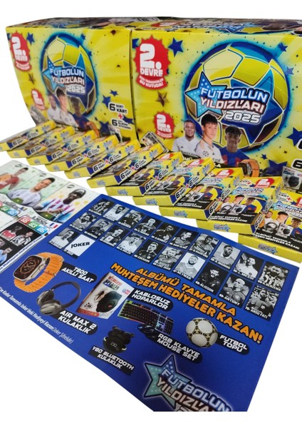 2.devre Son Transferler 2025 Futbolun Muhteşem Yıldızları (12 Mini Kutu 72 Kart 72 Sticker 1 Albüm) Oyun Kağıtları