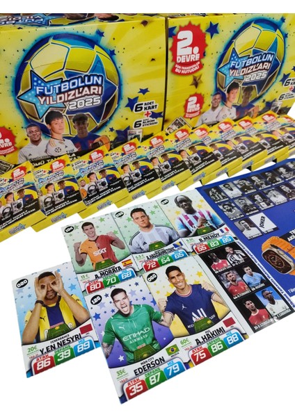 2.devre Son Transferler 2025 Futbolun Muhteşem Yıldızları (12 Mini Kutu 72 Kart 72 Sticker 1 Albüm) Oyun Kağıtları