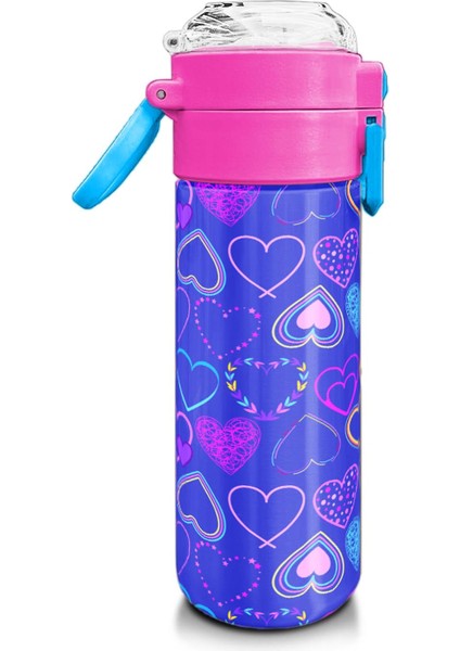 Kids Açık Pembe Lavanta Kalp Desenli Pipetli ve Direkt Içim Çelik Termos 500 ml 31977 fiyatları