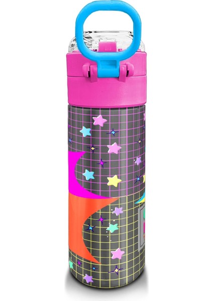 Kids Gri Mavi Pembe Anime Desenli Pipetli ve Direkt Içim Çelik Termos 500 ml 31943 modelleri