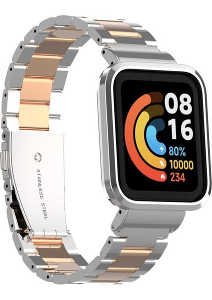 Xiaomi Redmi Watch (Mi Watch Lite) Uyumlu Krd-60 Metal Kordon Zore - GÜMÜŞ-ROSEGOLD-8680436421802-TC