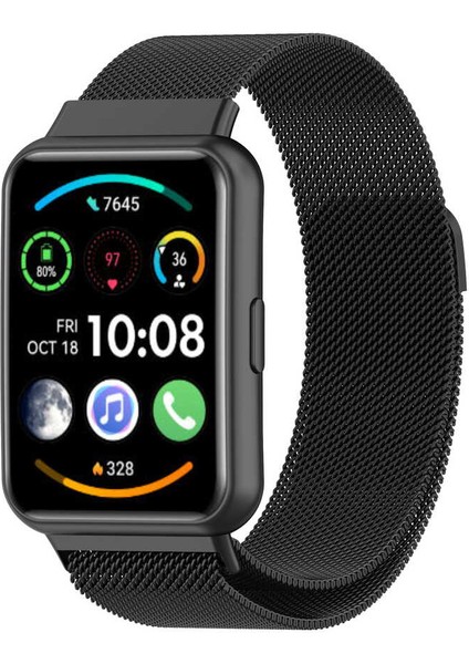 Huawei Watch Fit 2 Uyumlu Krd-01 Metal Kordon Zore - SIYAH-8680436609781-TCHS77723