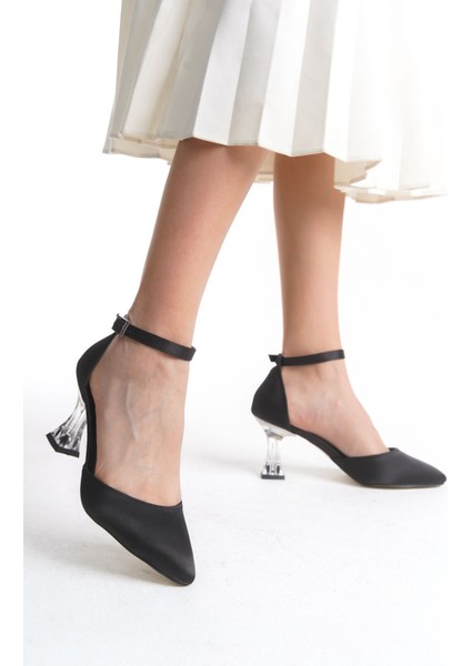 Bilekten Tokalı Saten Şeffaf Yüksek Topuklu Kadın Abiye Ayakkabı fiyatları