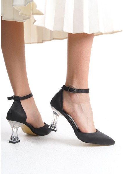 Bilekten Tokalı Saten Şeffaf Yüksek Topuklu Kadın Abiye Ayakkabı fırsatları
