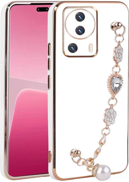 Xiaomi Mi 13 Lite Kılıf El Tutamaçlı Kamera Korumalı Zore Taka Silikon KAPAK-BEYAZ-8680436708637-TCH