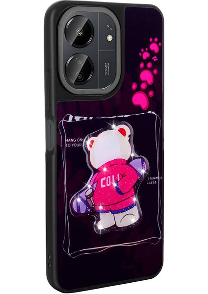 Xiaomi Redmi 13C Kılıf Parlayan Kabartmalı Ikonik Figürlü Zore Amas Silikon KAPAK-BEYAZ-868043675974