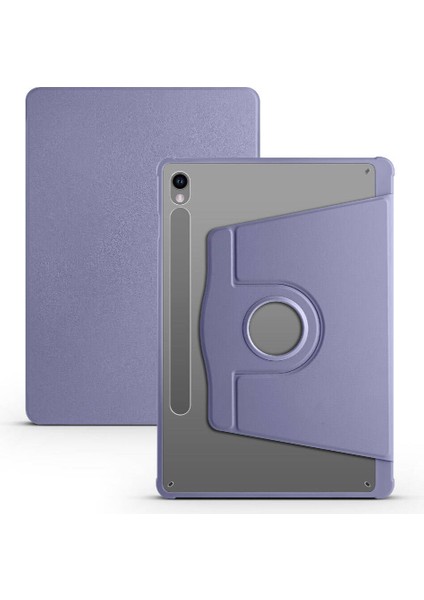 Galaxy Tab S9 Kılıf Uyumlu Zore Termik Kalem Bölmeli Dönebilen Standlı Kılıf-Lavendery GRAY-8680436