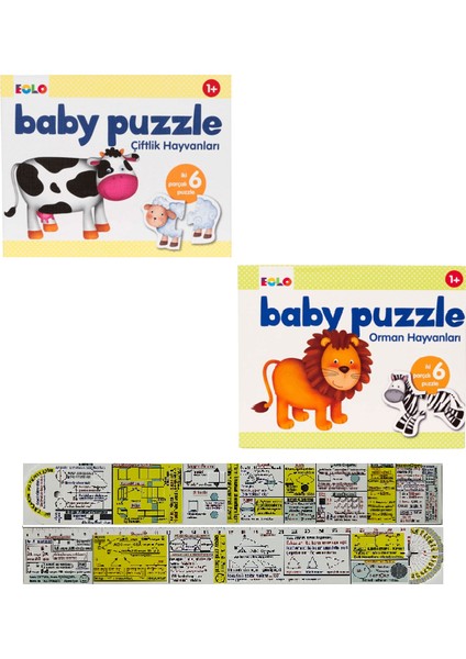 Baby Puzzle Çiftlik Hayvanları+Orman Hayvanları Set + Mat. Öğreten Cetvel