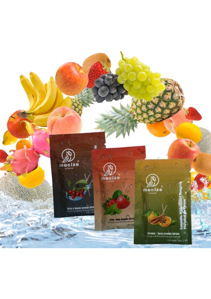 3´lü Set (3 Adet Refill Doypak).(Kiraz-Mentol/çilek-Nane/portakal-Tarçın) Kürdan Değişik Meyve Tatlarında Nefes Ferahlığı