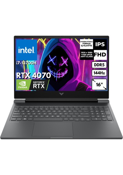Victus 16-R0006NT I7-13700H 24 GB 4 Tbssd 8gb RTX4070 16" 144Hz Fhd Windows 11 Pro Gaming Laptop 7P632EA BT56