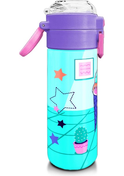 Kids Turkuaz Pembe Dondurmalı Desenli Pipetli ve Direkt Içim Çelik Termos 500 ml 31952 fiyatları
