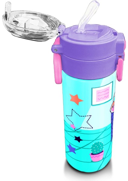 Kids Turkuaz Pembe Dondurmalı Desenli Pipetli ve Direkt Içim Çelik Termos 500 ml 31952 indirimleri