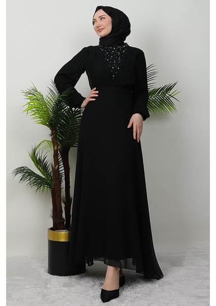 Damla Şifon Elbise Siyah