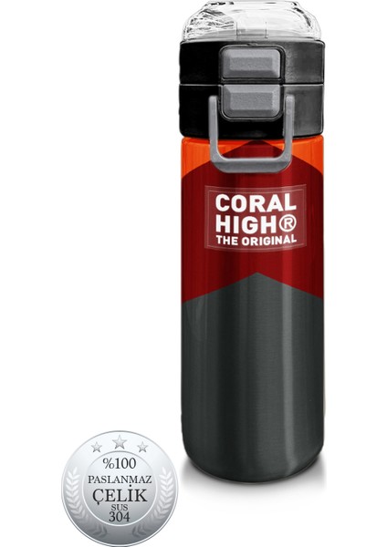Kids Turuncu Bordo Desenli Pipetli ve Direkt Içim Çelik Termos 500 ml 31892