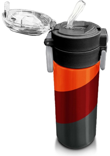 Kids Turuncu Bordo Desenli Pipetli ve Direkt Içim Çelik Termos 500 ml 31892 indirimleri