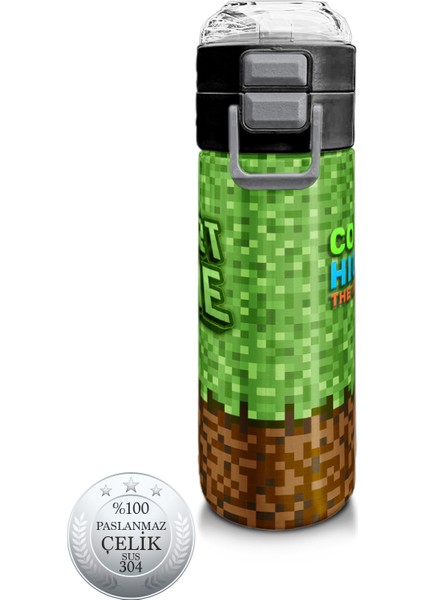 Kids High Craft Desenli Pipetli ve Direkt Içim Çelik Termos 500 ml 31992