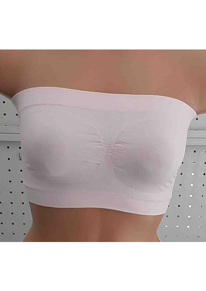 Kadın Strapless Büstiyeri 2'li Paket Beden S-M Renk Nar Çiçeği-Pudra modelleri