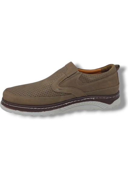 Modesa 251 Erkek Bej Nubuk Deri Loafer Ayakkabı