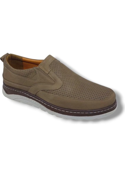 Modesa 251 Erkek Bej Nubuk Deri Loafer Ayakkabı