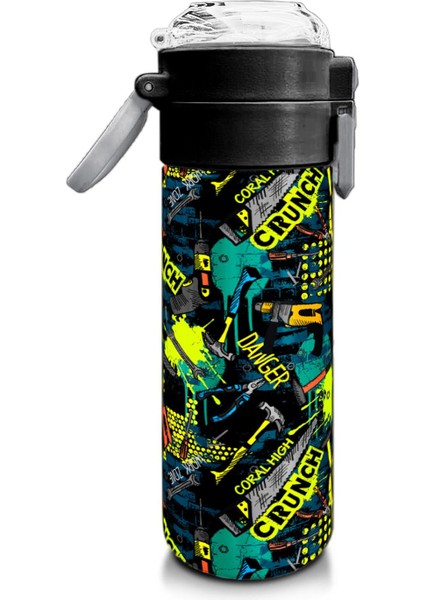 Kids Nefti Siyah Tamir Seti Desenli Pipetli ve Direkt Içim Çelik Termos 500 ml 31974