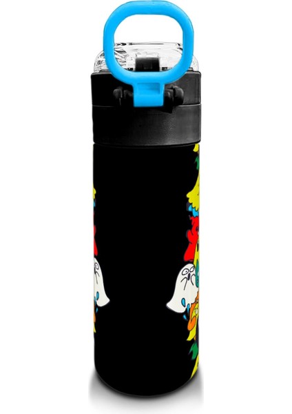 Kids Siyah Karikatür Çizgili Desenli Pipetli ve Direkt Içim Çelik Termos 500 ml 31990 modelleri