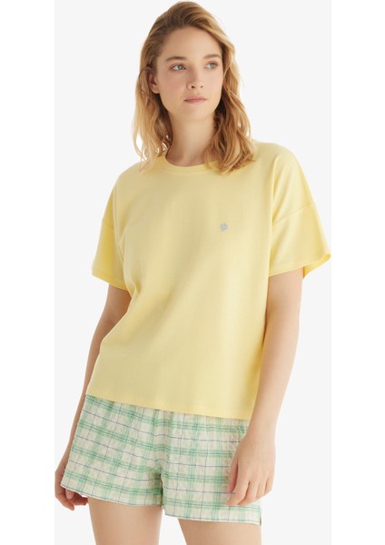 Kadın T-Shirt 60547 - Açık Sarı