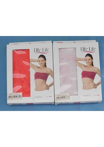 Kadın Strapless Büstiyeri 2'li Paket Beden L-Xl Renk Pudra- Nar Çiçeği indirimleri